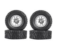 QWHTYO RC Car Tires Tyre Rims Compatible With WPL C14 C24 B14 B24 B36 For MN D90 MN99S RC Car Upgrade Parts 4Pcs Metal Beadlock Wheel Hub Rim And Rubber Tire Set(Silver)