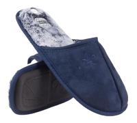 QWICK-FIT LTD MENS SLIPPERS WINTER WARM MULE FUR COSY MEMORY FOAM INDOOR SLIP ON SHOES OUTDOOR SIZE (NAVY, UK Footwear Size System, Adult, Men, Numeric, Medium, 7)