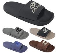 QWICK-FIT Mens Beach Pool Sliders Padded Flip Flops Slip On Mules Shower Sandals Shoes Size (DARK GREY, uk_footwear_size_system, adult, men, numeric, medium, numeric_7)