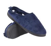 QWICK-FIT MENS SLIP ON SLIPPERS FLEECE LINED COTTON MEMORY FOAM INDOOR WARM CLOG MULES SHOES (NAVY, UK Footwear Size System, Adult, Men, Numeric, Medium, 12)