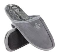 QWICK-FIT MENS SLIPPERS WINTER WARM MULE FUR COSY MEMORY FOAM INDOOR SLIP ON SHOES OUTDOOR SIZE (GREY, UK Footwear Size System, Adult, Men, Numeric, Medium, 7)