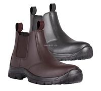 QWICK-FIT Mens Titan Safety Boots Chelsea Work Shoes Leather Steel Toe Cap Working Ladies Ankle Lightweight Footwear S3 SRC (BROWN, UK Footwear Size System, Adult, Men, Numeric, Medium, 6.5)