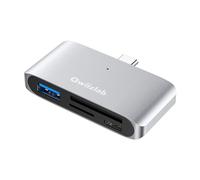 Qwiizlab 4-in-1 SD/Micro Card Readers, 5Gbps USB 3.0, USB C Hub Adapter, Compatible with M1/M2 MacBook Air/Pro, M1/M2 iPad Air/Pro, iPhone 15 Pro/Max (Silver)