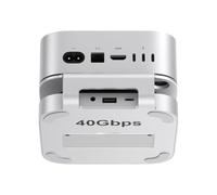 Qwiizlab 40Gbps Mac mini M4/M4 Pro Stand Hub with USB4 NVMe SSD Enclosure, USB-C Host, 3 USB-A 2.0, 3.5mm Audio, Supports M.2 PCIe up to 8TB, Compatible with Thunderbolt 4/5