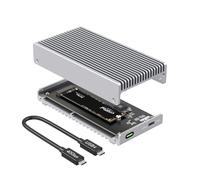 Qwiizlab Fanless 40Gbps USB4 SSD Enclosure with Aluminum Chasiss, Compatible with Thunderbolt 5/4/3. Supports PCIe M.2 NVMe up to 8TB, Silver (SSD Not Included)