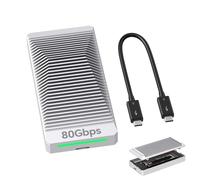 QWIIZLAB Fanless 80Gbps NVMe Enclosure with Aluminum Case, Compatible with Thunderbolt 5/4/3, Backward Compatible with USB4/UBS3.2/3.1/3.0, Supports PCIe M.2 SSD up to 8TB (Silver)