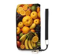 QWJKM A Lot of Fruit Leather Wallet for Men Women Slim Vertical Purse Long Wallet with Zipper Card Holder, white, 20x10.5cm
