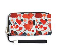 QWJKM Black And Red Sausage Dog Leather Wallet for Unisex Slim Pattern Purse Long Wallets Card Holder with Zipper, white, 20.0*10.5cm