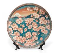 QWJKM Bone China Decorative Plates with Display Oriental Ancient Style Salad Plates Porcelain Dessert Plates Serving Dishes Art Decor Ornament for Living Room Table Kitchen 6.1 Inch