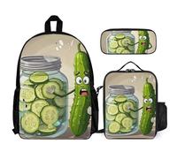 QWJKM Cute Kimchi Backpack Sets Travel Laptop Backpack with Insulated Lunch Bag Pencil Case Casual Daypack, White, 12x5.5x16.5 inches