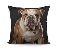QWJKM English-Bulldog Throw Pillows Covers Plush Decorative Cushion Cover Square Soft Pillowcases with Zipper Cute Print Pillow Cases for Couch Sofa Bed Home Decor