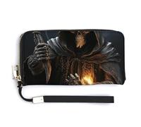 QWJKM Grim-Reaper Leather Wallet for Unisex Slim Pattern Purse Long Wallets Card Holder with Zipper, white, 20.0*10.5cm