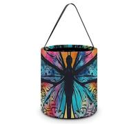 QWJKM Halloween Trick Or Treat Bags with Handles Butterfly Tie Dye Halloween Tote Bag Goodie Bags Candy Bucket Tote Halloween Candy Bags for Halloween Party 7.9x8.3 Inches, White, 7.9x8.3 Inches