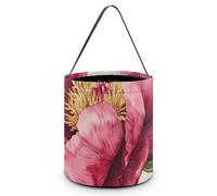 QWJKM Halloween Trick Or Treat Bags with Handles Dark Peach Peony Flower Halloween Tote Bag Goodie Bags Candy Bucket Tote Halloween Candy Bags for Halloween Party 7.9x8.3 Inches, White, 7.9x8.3 Inches