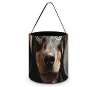QWJKM Halloween Trick Or Treat Bags with Handles Pad Dachshund Halloween Tote Bag Goodie Bags Candy Bucket Tote Halloween Candy Bags for Halloween Party 7.9x8.3 Inches, White, 7.9x8.3 Inches