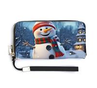 QWJKM Happy Snowman Leather Wallet for Unisex Slim Pattern Purse Long Wallets Card Holder with Zipper, white, 20.0*10.5cm