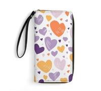 QWJKM Have A Lot of Heart Leather Wallet for Men Women Slim Vertical Purse Long Wallet with Zipper Card Holder, white, 19.7x10.5cm