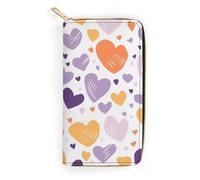 QWJKM Have A Lot of Heart Leather Wallet for Men Women Slim Vertical Purse Long Wallet with Zipper Card Holder, white, 19.7x10.5cm