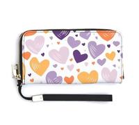 QWJKM Have A Lot of Heart Leather Wallet for Unisex Slim Pattern Purse Long Wallets Card Holder with Zipper, white, 20.0*10.5cm