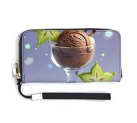 QWJKM Ice Cream Holy Day Leather Wallet for Unisex Slim Pattern Purse Long Wallets Card Holder with Zipper, white, 20.0*10.5cm