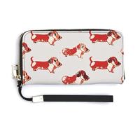 QWJKM Lovely Romantic Dachshunds Leather Wallet for Unisex Slim Pattern Purse Long Wallets Card Holder with Zipper, white, 20.0*10.5cm