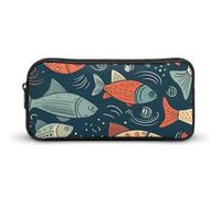 QWJKM Pencil Case for Men Women Animation Style Fish Pencil Pouch Portable Pencil Bag Personalized Pencil Holder Aesthetic Pen Bag Pencil Box Desk Organizer for Office