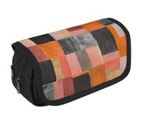 QWJKM Pencil Case for Men Women Brown And Gray Squares Pencil Pouch Personalized Pencil Holder Big Capacity Pencil Bag Aesthetic Pen Bag Cute Desk Organizer for Office Supplies