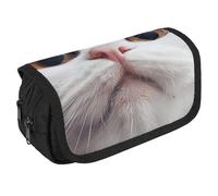 QWJKM Pencil Case for Men Women Brown Cat Face Pencil Pouch Personalized Pencil Holder Big Capacity Pencil Bag Aesthetic Pen Bag Cute Desk Organizer for Office Supplies