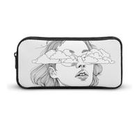 QWJKM Pencil Case for Men Women Clouds And Face Pencil Pouch Portable Pencil Bag Personalized Pencil Holder Aesthetic Pen Bag Pencil Box Desk Organizer for Office