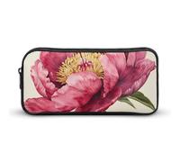QWJKM Pencil Case for Men Women Dark Peach Peony Flower Pencil Pouch Portable Pencil Bag Personalized Pencil Holder Aesthetic Pen Bag Pencil Box Desk Organizer for Office