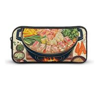 QWJKM Pencil Case for Men Women Hot Pot Cartoon Pattern Pencil Pouch Portable Pencil Bag Personalized Pencil Holder Aesthetic Pen Bag Pencil Box Desk Organizer for Office