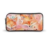 QWJKM Pencil Case for Men Women Little Fox Animal Pencil Pouch Portable Pencil Bag Personalized Pencil Holder Aesthetic Pen Bag Pencil Box Desk Organizer for Office