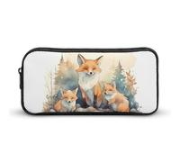 QWJKM Pencil Case for Men Women Watercolor Fox Pencil Pouch Portable Pencil Bag Personalized Pencil Holder Aesthetic Pen Bag Pencil Box Desk Organizer for Office