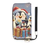 QWJKM Penguin Gift Leather Wallet for Men Women Slim Vertical Purse Long Wallet with Zipper Card Holder, white, 20x10.5cm