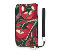 QWJKM Red Tomatoes Pattern Leather Wallet for Men Women Slim Vertical Purse Long Wallet with Zipper Card Holder, white, 20x10.5cm