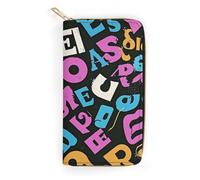 QWJKM There Is A Letter Pattern Leather Wallet for Men Women Slim Vertical Purse Long Wallet with Zipper Card Holder, white, 19.7x10.5cm