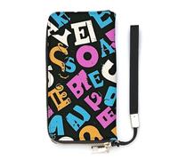 QWJKM There Is A Letter Pattern Leather Wallet for Men Women Slim Vertical Purse Long Wallet with Zipper Card Holder, white, 20x10.5cm