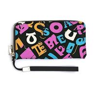 QWJKM There Is A Letter Pattern Leather Wallet for Unisex Slim Pattern Purse Long Wallets Card Holder with Zipper, white, 20.0*10.5cm