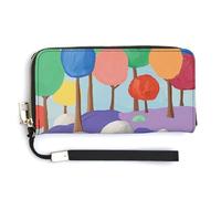 QWJKM Trees And Rocks Leather Wallet for Unisex Slim Pattern Purse Long Wallets Card Holder with Zipper, white, 20.0*10.5cm