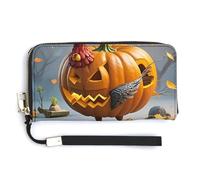 QWJKM Turkey Trouble Leather Wallet for Unisex Slim Pattern Purse Long Wallets Card Holder with Zipper, white, 20.0*10.5cm