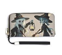 QWJKM Witch And The Cauldron Leather Wallet for Unisex Slim Pattern Purse Long Wallets Card Holder with Zipper, white, 20.0*10.5cm