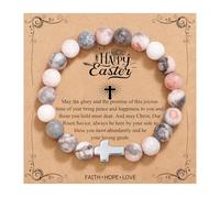 QWNHONEY Christian Gifts for Women Cross Beads Bracelet Catholic Religious Jewelry Mothers Day Birthday Christmas Gifts for Women Mother Daughter Sister Girlfriend Grandma Wife, 5 UK, Stone, no