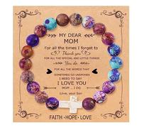 QWNHONEY Cross Bracelet for Women Christian Gifts Colorful Imperial Stone Catholic Religious Jewelry Mothers Day Birthday Christmas Gifts for Women Mother Daughter Sister Girlfriend Grandma Wife, 7