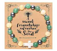 QWNHONEY Cross Bracelet for Women Christian Gifts Colorful Imperial Stone Catholic Religious Jewelry Mothers Day Birthday Christmas Gifts for Women Mother Daughter Sister Girlfriend Grandma Wife, 7