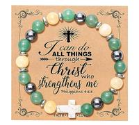 QWNHONEY Cross Bracelet for Women Christian Gifts Colorful Imperial Stone Catholic Religious Jewelry Mothers Day Birthday Christmas Gifts for Women Mother Daughter Sister Girlfriend Grandma Wife, 7 to