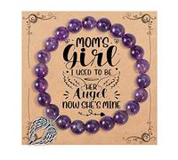 QWNHONEY Memorial Gifts for Loss of Loved Sympathy Remembrance In Memory of Mother Father Pet Bereavement Grief Pink Red Beads Bracelet with Angle Wings Jewelry Gifts for Women, 6.5 to 7.5 inches