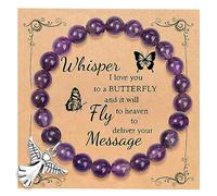 QWNHONEY Memorial Gifts for Loss of Loved Sympathy Remembrance In Memory of Mother Father Pet Bereavement Grief Pink Red Beads Bracelet with Angle Wings Jewelry Gifts for Women, 6.5 to 7.5 inches