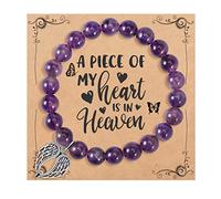 QWNHONEY Memorial Gifts for Loss of Loved Sympathy Remembrance In Memory of Mother Father Pet Bereavement Grief Pink Red Beads Bracelet with Angle Wings Jewelry Gifts for Women, Adjustable, 6.5 to 7.5