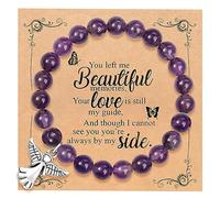 QWNHONEY Memorial Gifts for Loss of Loved Sympathy Remembrance In Memory of Mother Father Pet Bereavement Grief Pink Red Beads Bracelet with Angle Wings Jewelry Gifts for Women, 6.5 to 7.5 inches