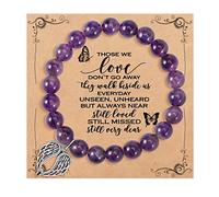 QWNHONEY Memorial Gifts for Loss of Loved Sympathy Remembrance In Memory of Mother Father Pet Bereavement Grief Pink Red Beads Bracelet with Angle Wings Jewelry Gifts for Women, 6.5 inches to 7.5